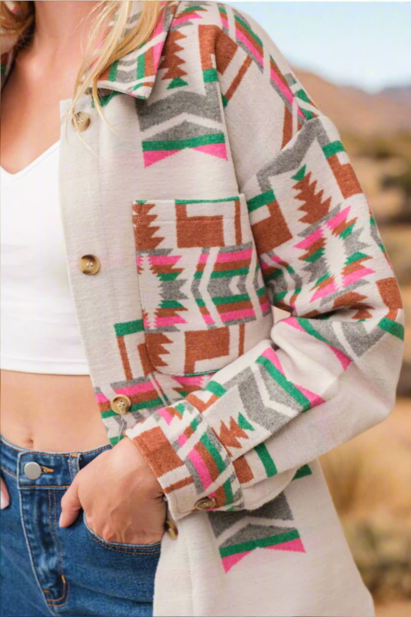 Desert Bloom Aztec Shacket