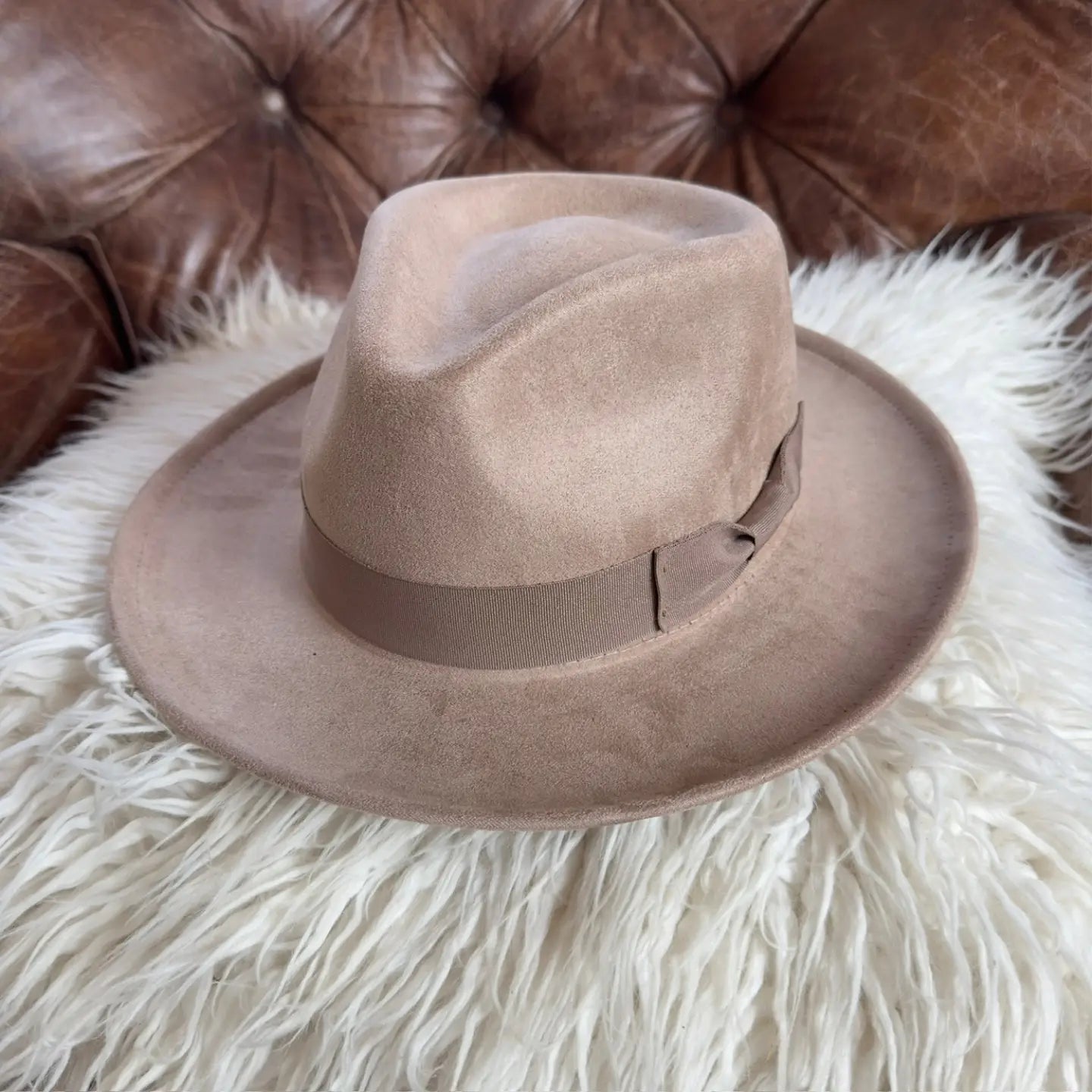 The Indy Suede Stiff Brim Rancher Hat - Taupe