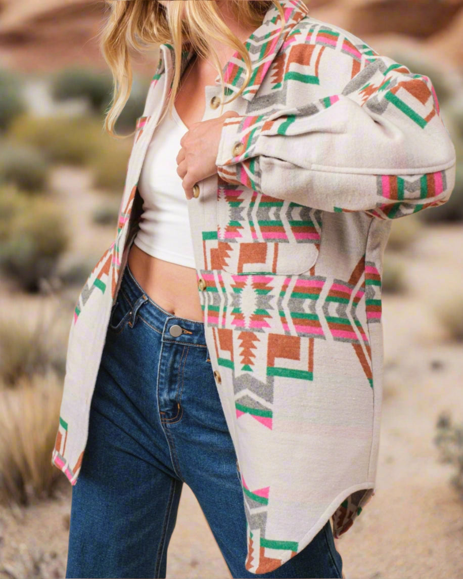 Desert Bloom Aztec Shacket