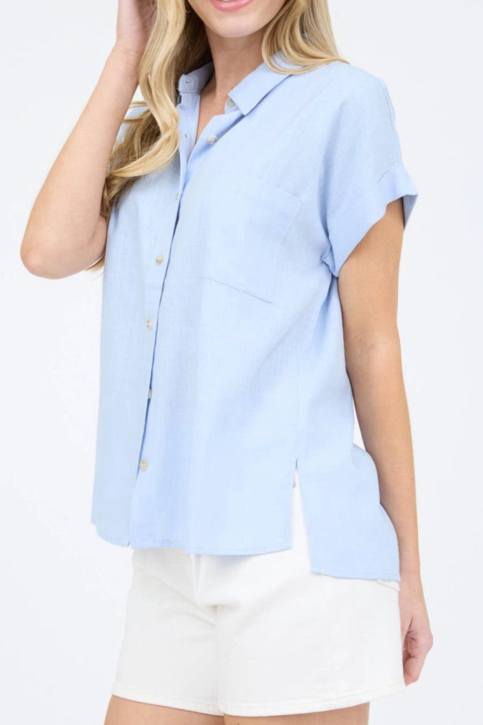June Collared Button-Down Short Sleeve Shirt