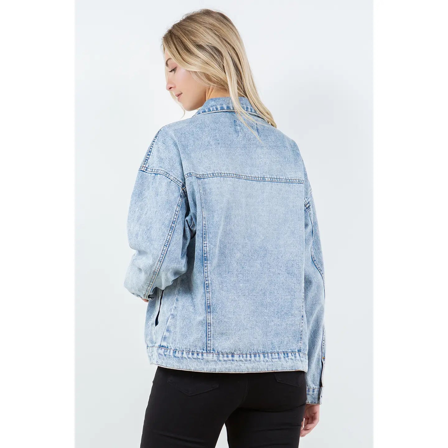Oversized light wash denim jacket