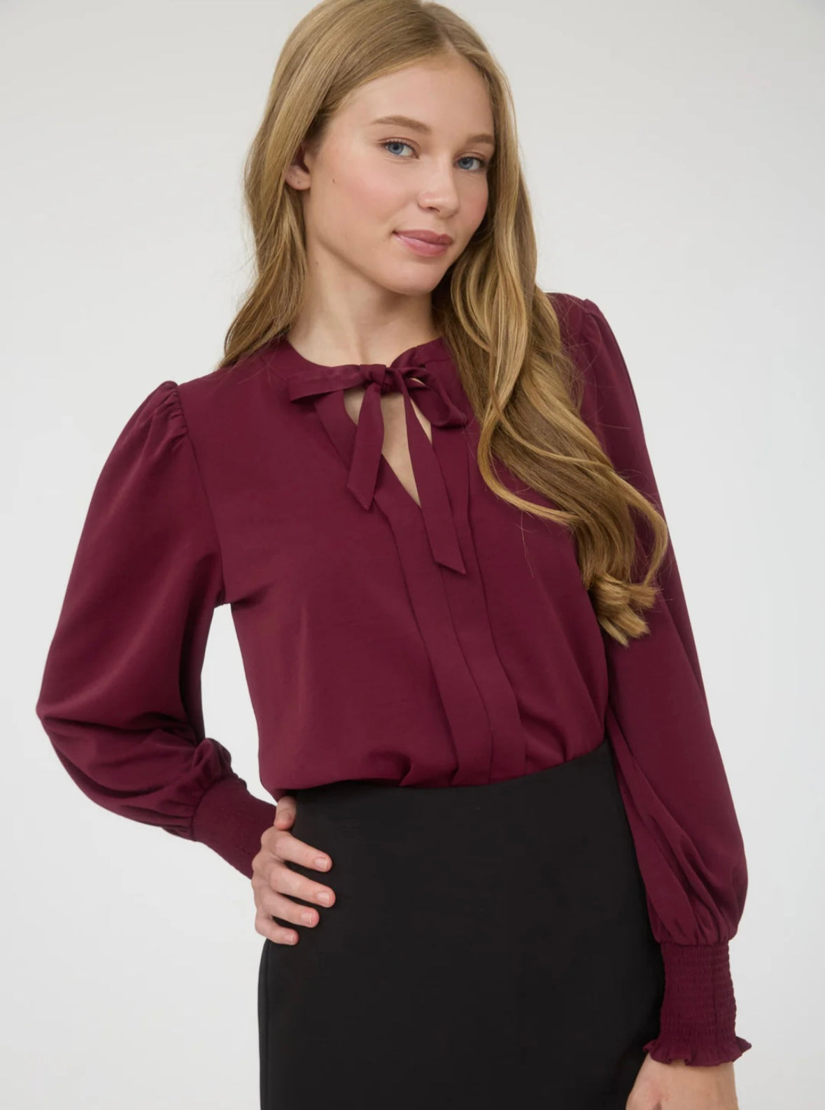 The Merlot Tie-Neck Blouse