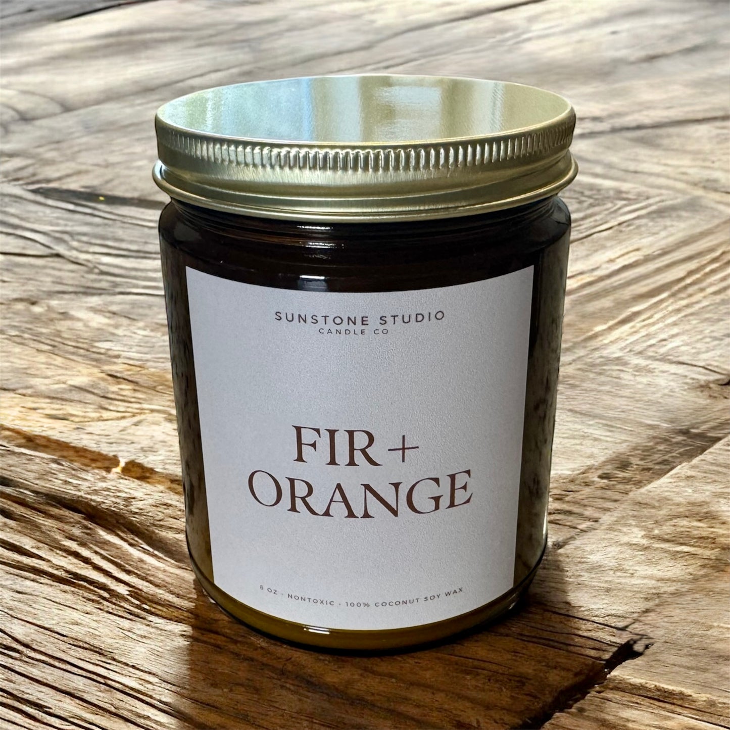 Fir + Blood Orange | 8 oz Amber Jar Candle