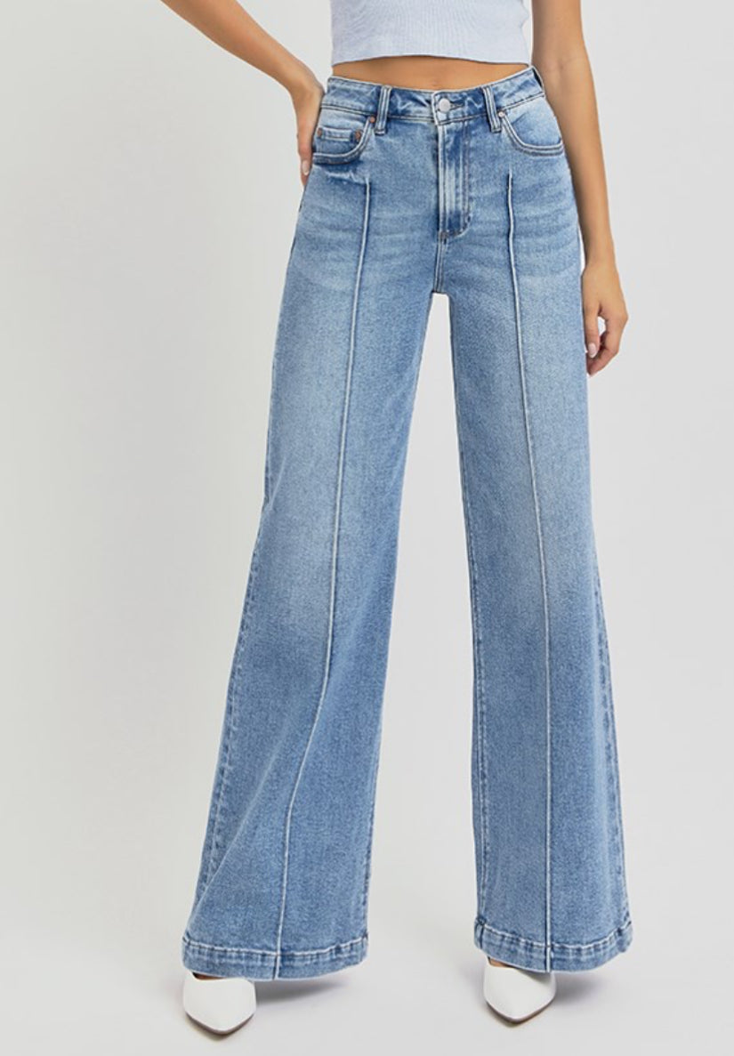 The Editor High Waist Wide Leg Pintuck Jeans