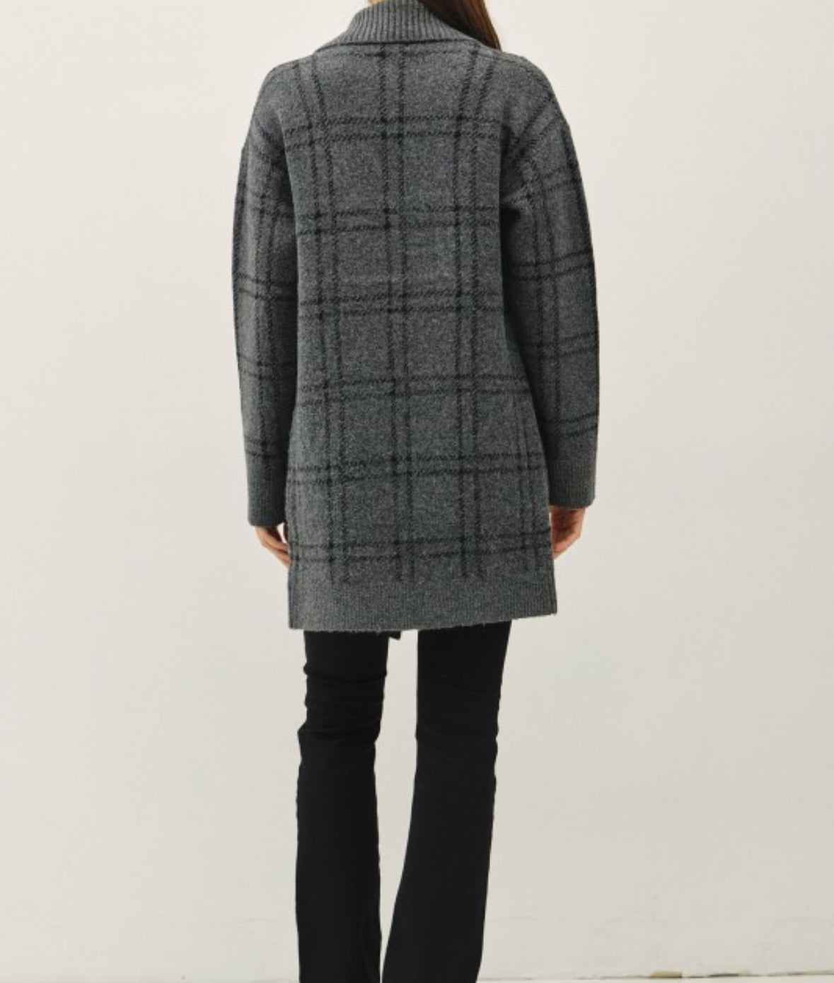 Charcoal Plaid Ultra Soft Coatigan