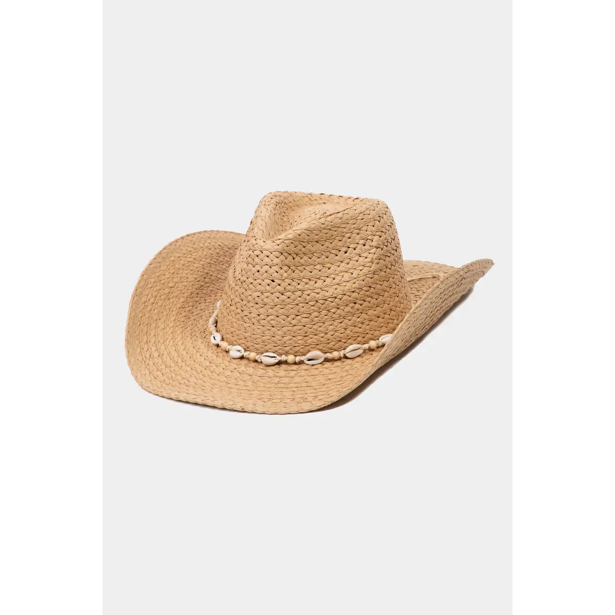 Cowrie Shell Straw Braided Western Cowboy Hat