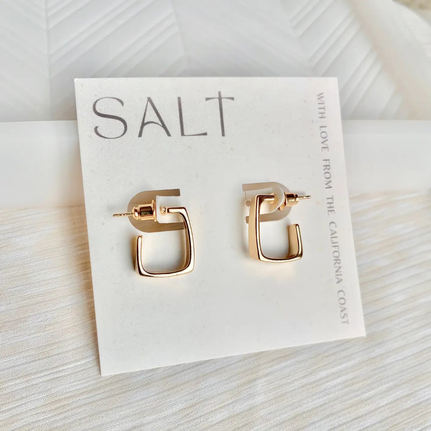 Square Hoop Earrings | Gold | Stud Post Huggies