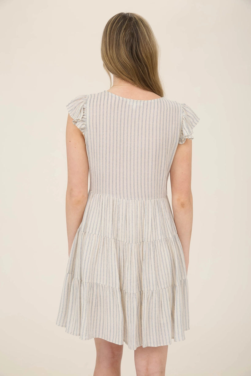 Khaki Button Down Tiered Mini Dress