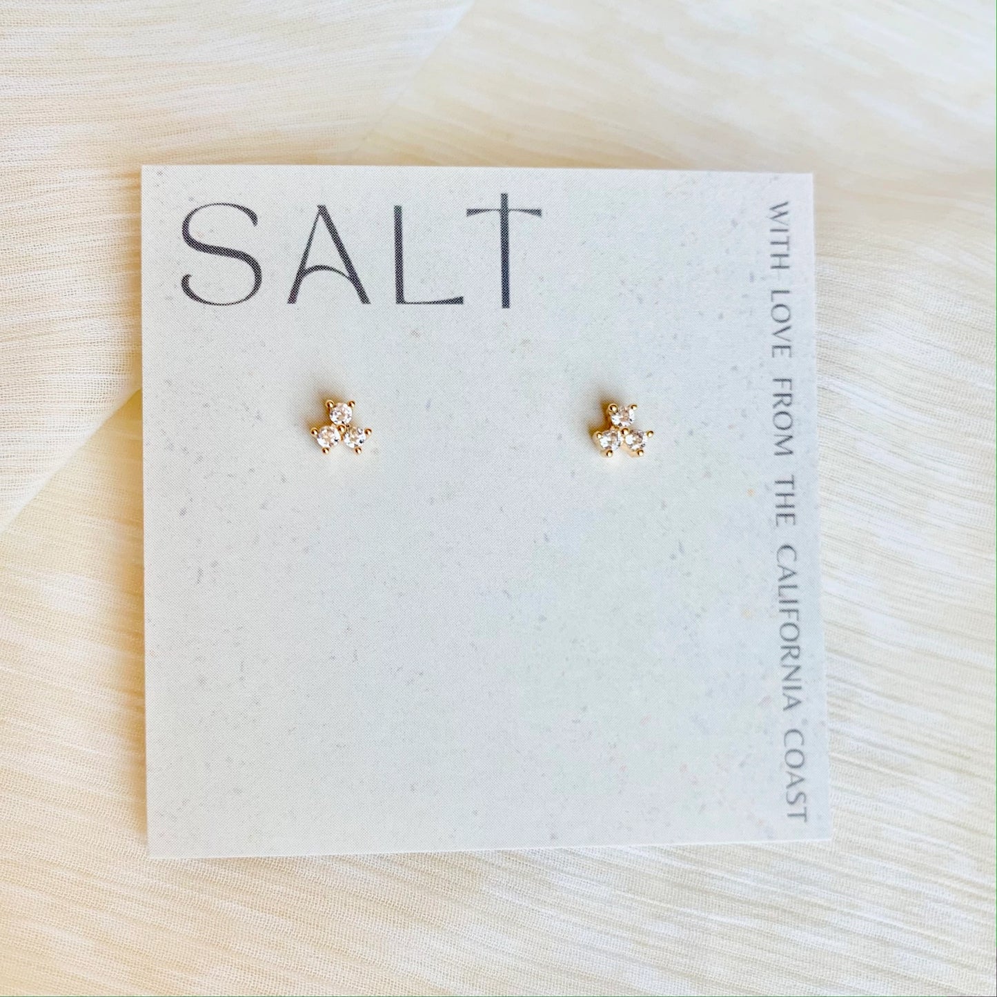 SALT. Trinity Studs | Dainty Stud Earrings | Rhinestone Studs
