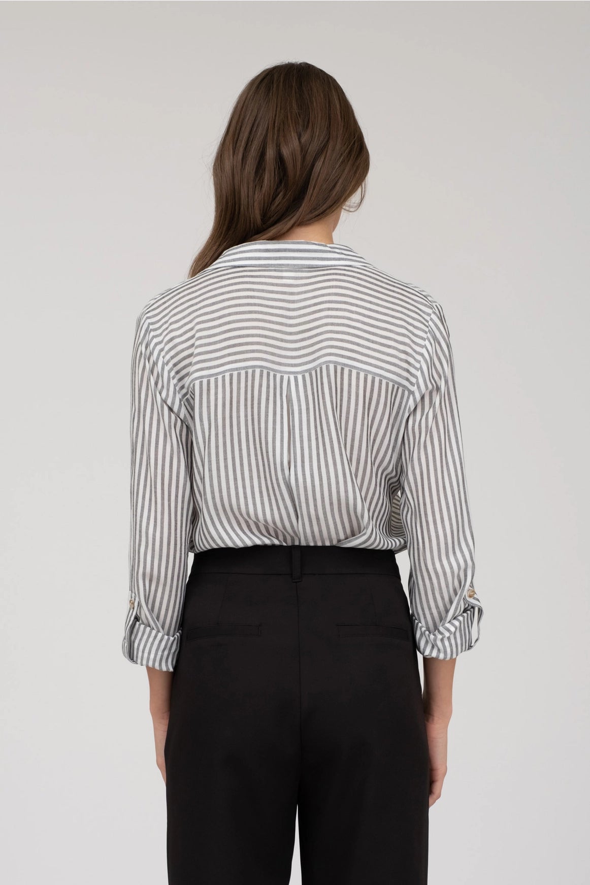 Stripe Collared Button Down Lightweight Shirt