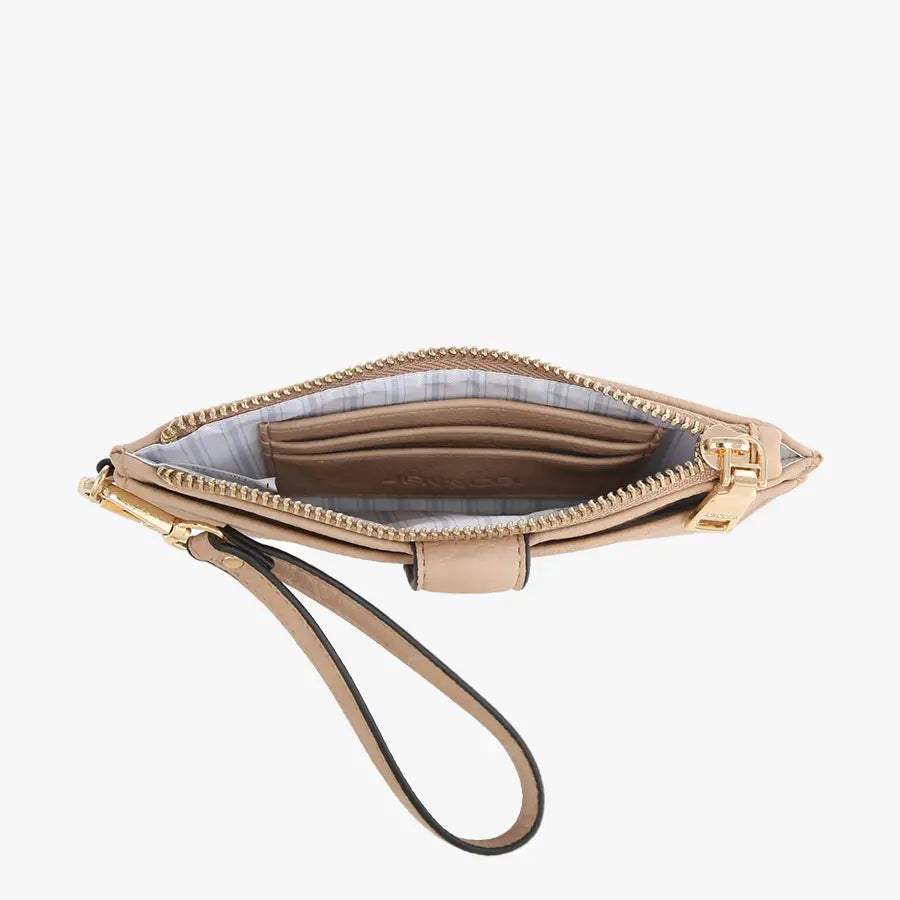 The Valerie Vegan Leather Wallet Clutch - Camel