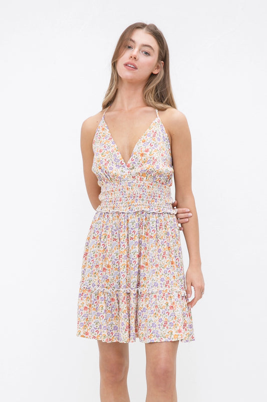 Tessa Halter Smocked Waist Mini Dress