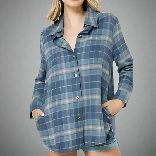 Indigo Plaid Button Up Shirt