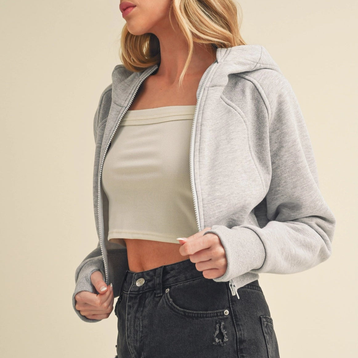Everyday Cropped Zip up Hoodie