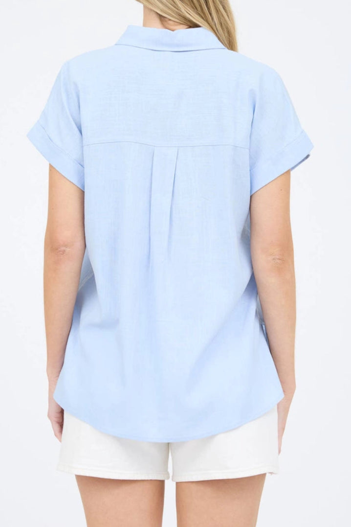 June Collared Button-Down Short Sleeve Shirt