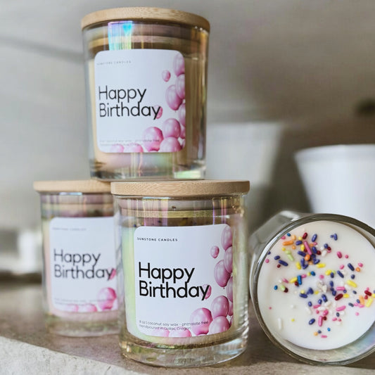9 oz Iridescent Glass Jar Birthday Candle