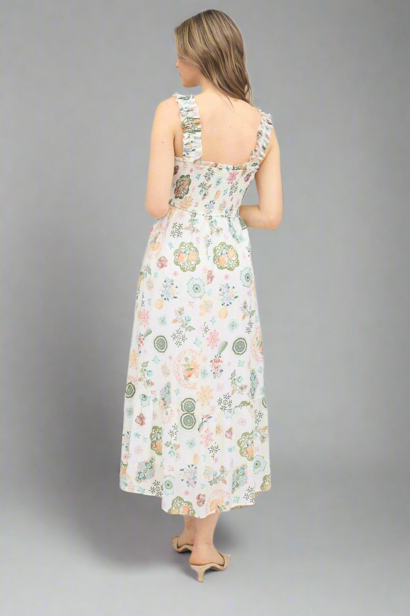 Fruity Smocked Sleeveless Midi Dress *RESTOCKED*