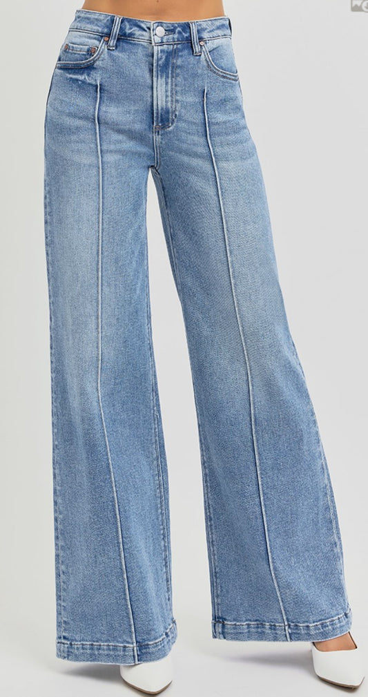The Editor High Waist Wide Leg Pintuck Jeans
