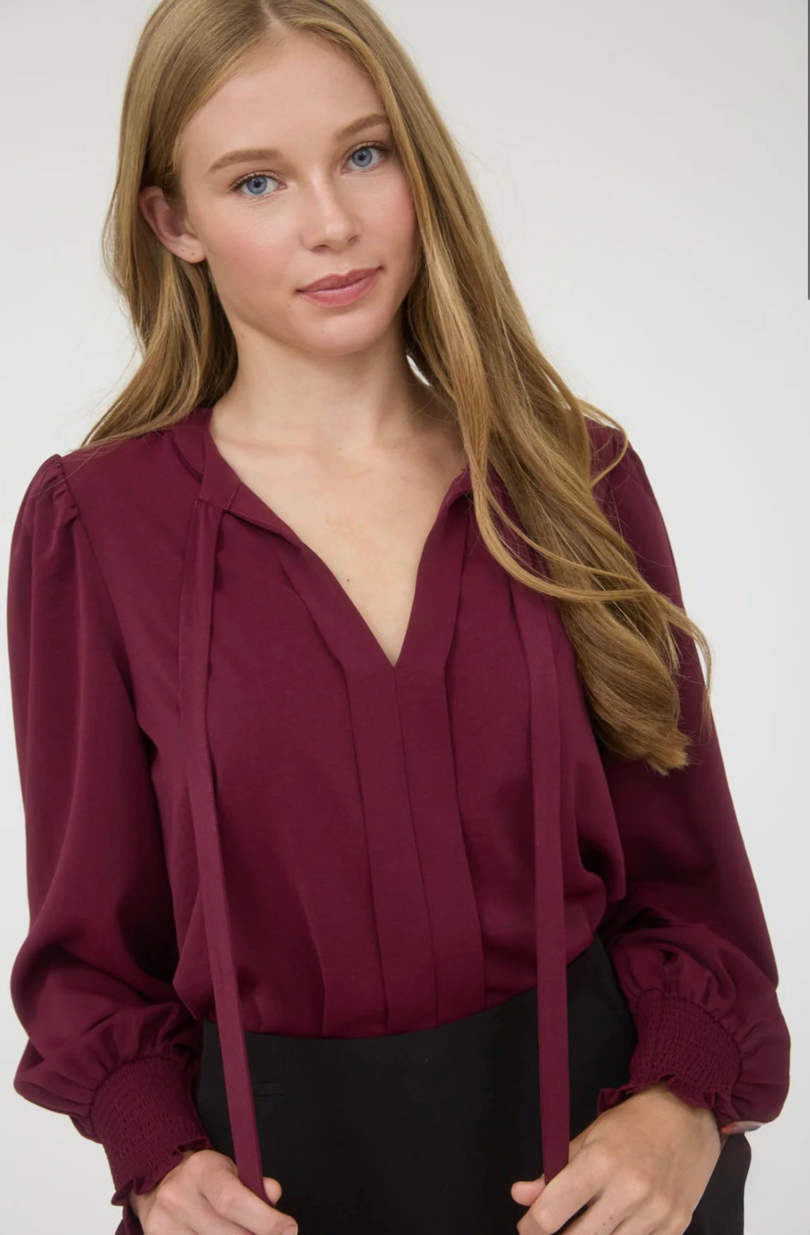 The Merlot Tie-Neck Blouse