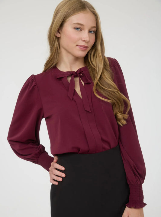 The Merlot Tie-Neck Blouse