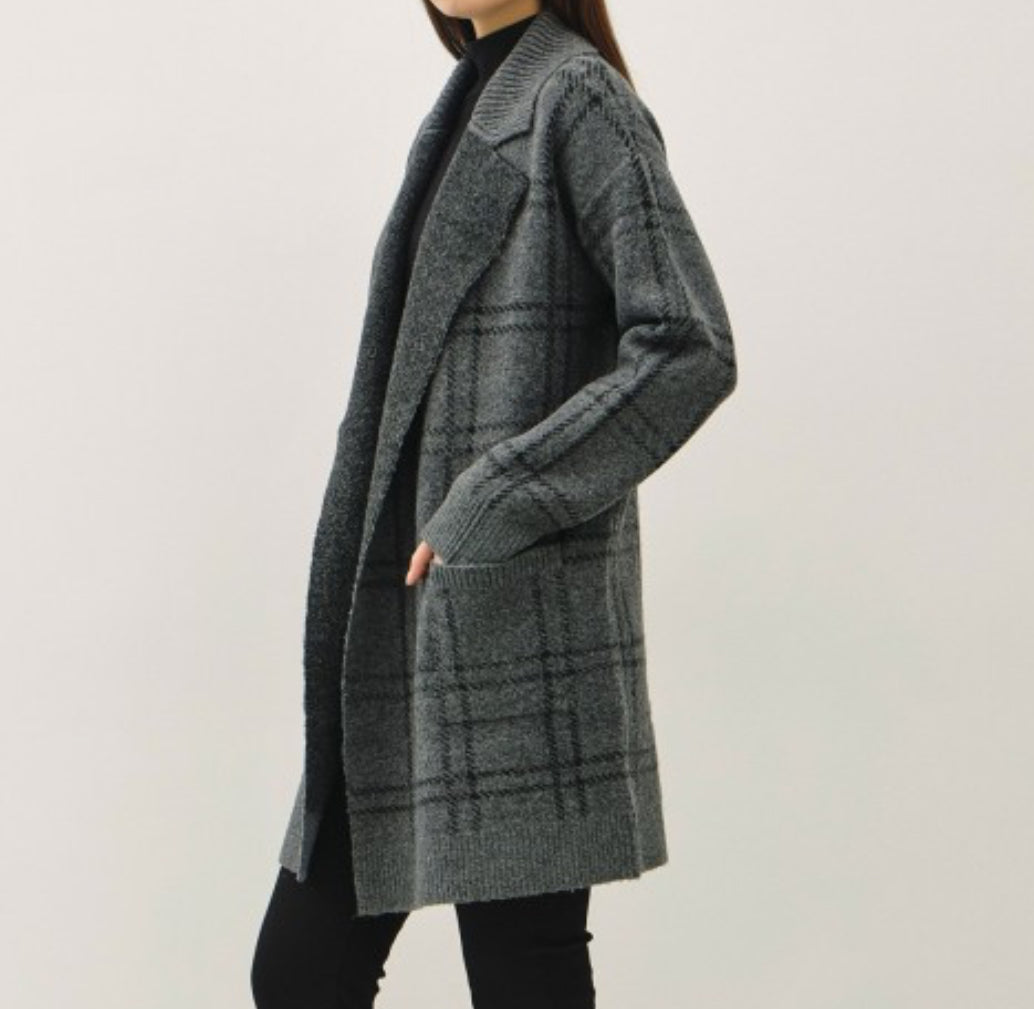 Charcoal Plaid Ultra Soft Coatigan