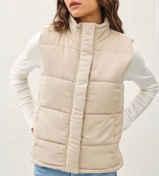 Cozy Beige Puffer Vest