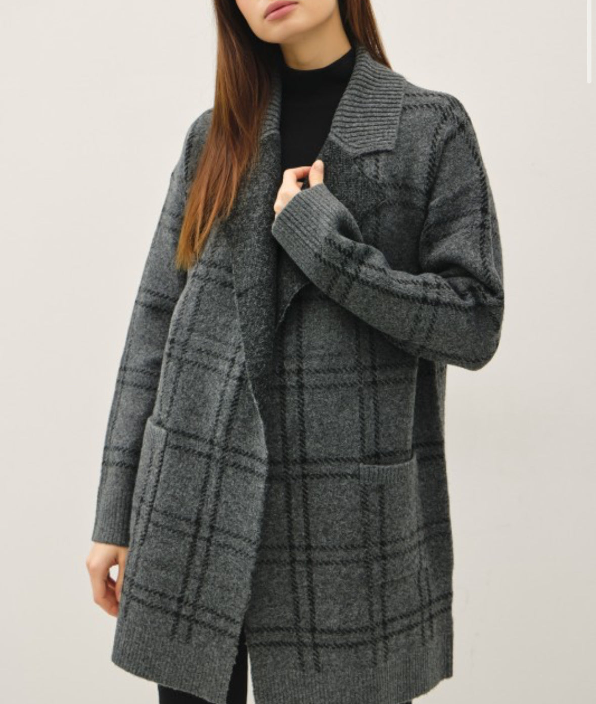 Charcoal Plaid Ultra Soft Coatigan