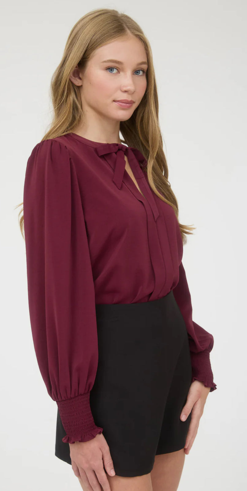 The Merlot Tie-Neck Blouse
