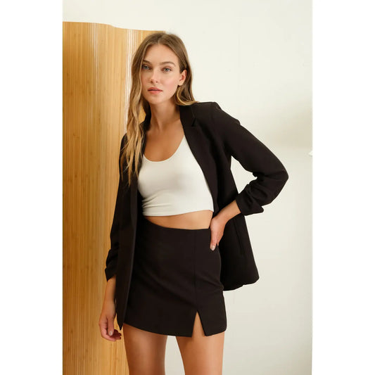 Brittany 3/4 Ruched Sleeve Blazer