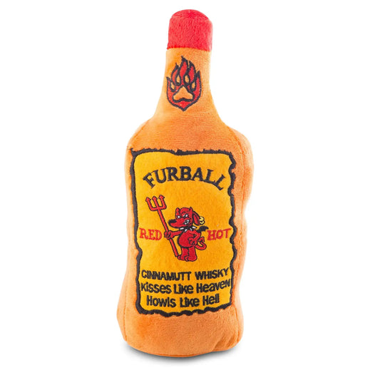 Furball Dog Toy – Plush Squeaky Whiskey Bottle Toy