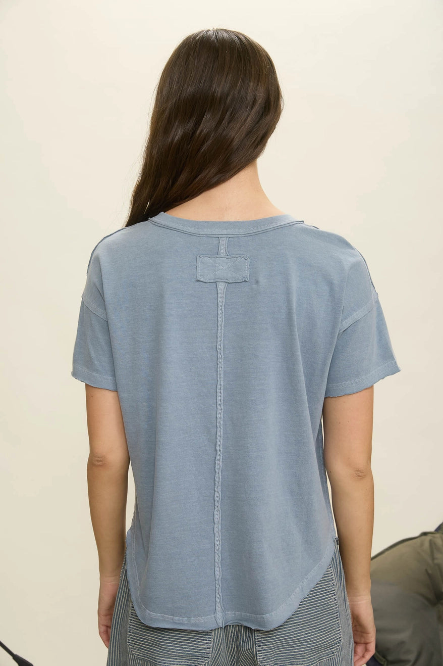 The Emery Raw Edge Tee – Slate Blue