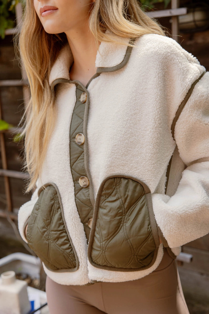 Shearling Jacket – Cream + Olive