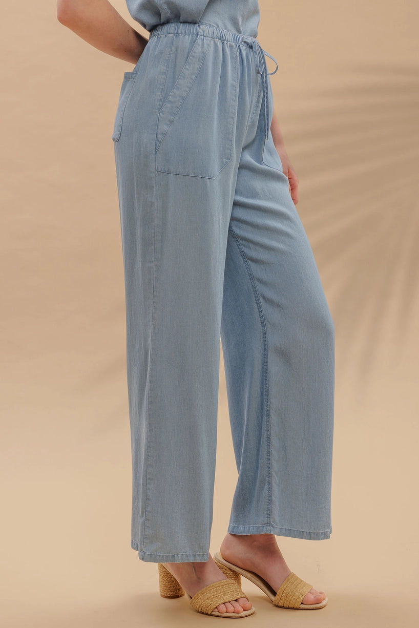 Wide Leg Chambray Pants