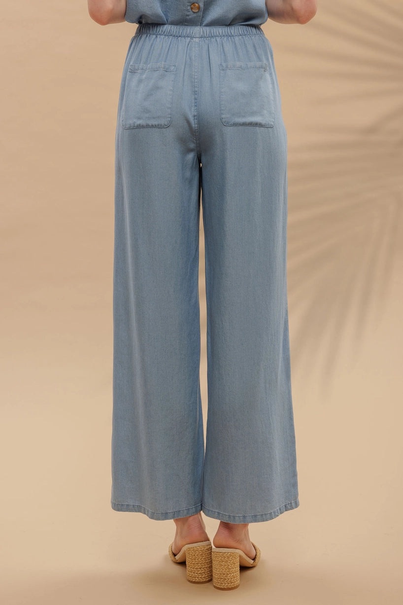 Wide Leg Chambray Pants