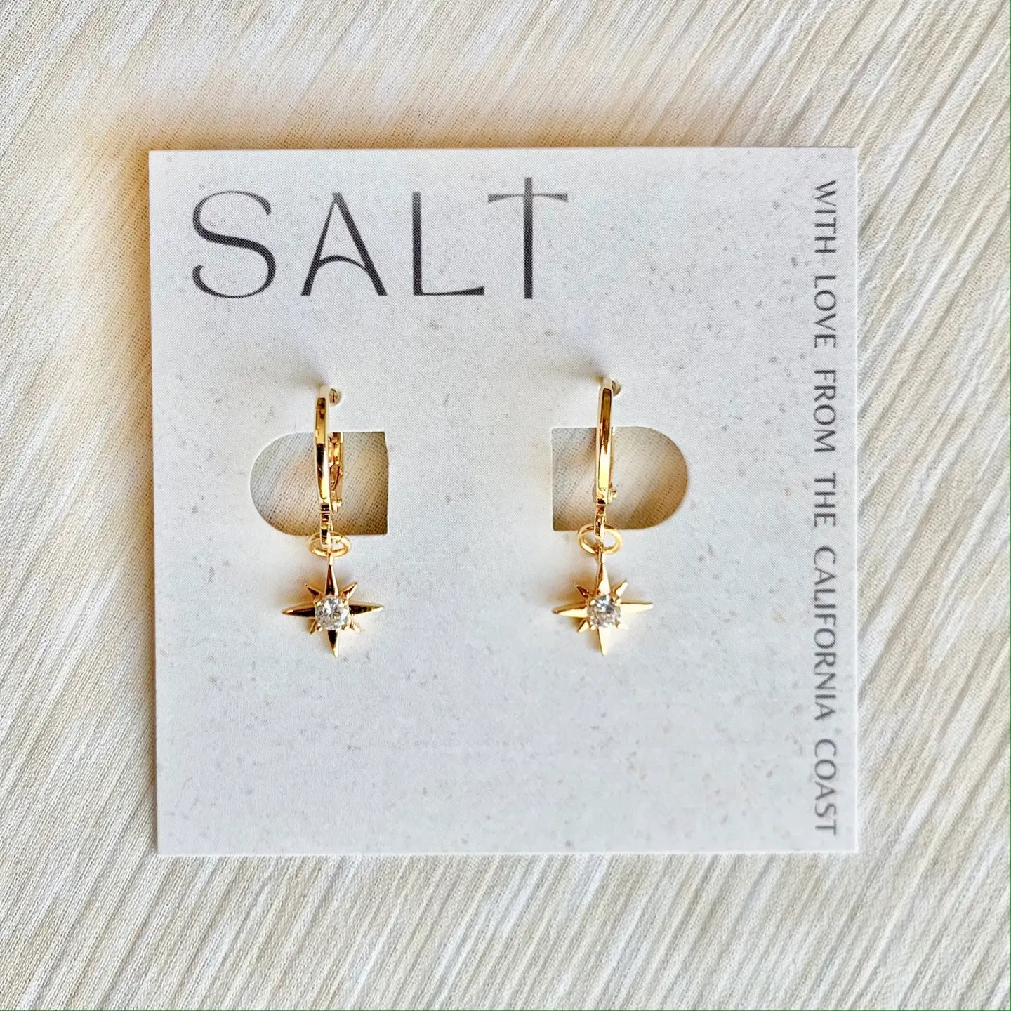 SALT. Starburst Huggie Hoops | Gold | Star Charm Earrings