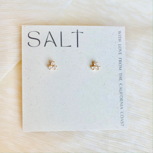 SALT. Trinity Studs | Dainty Stud Earrings | Rhinestone Studs