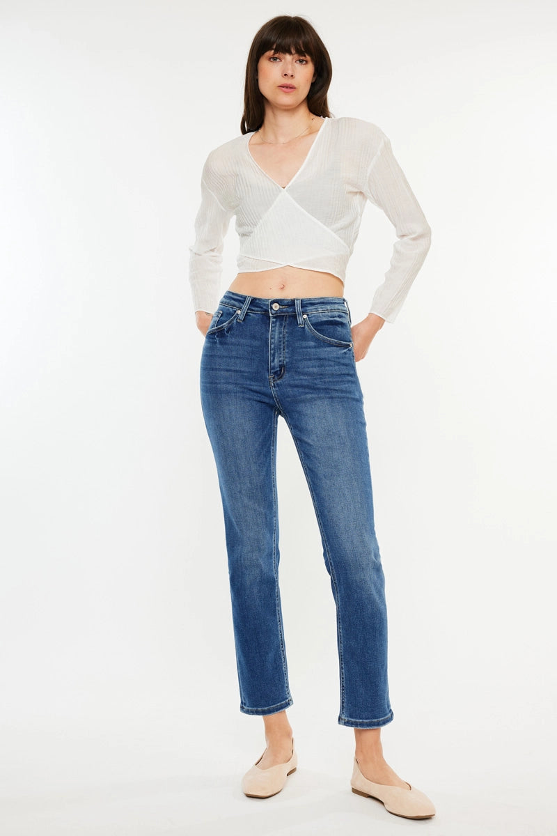 Becca High Rise Slim Straight Stretch Jeans